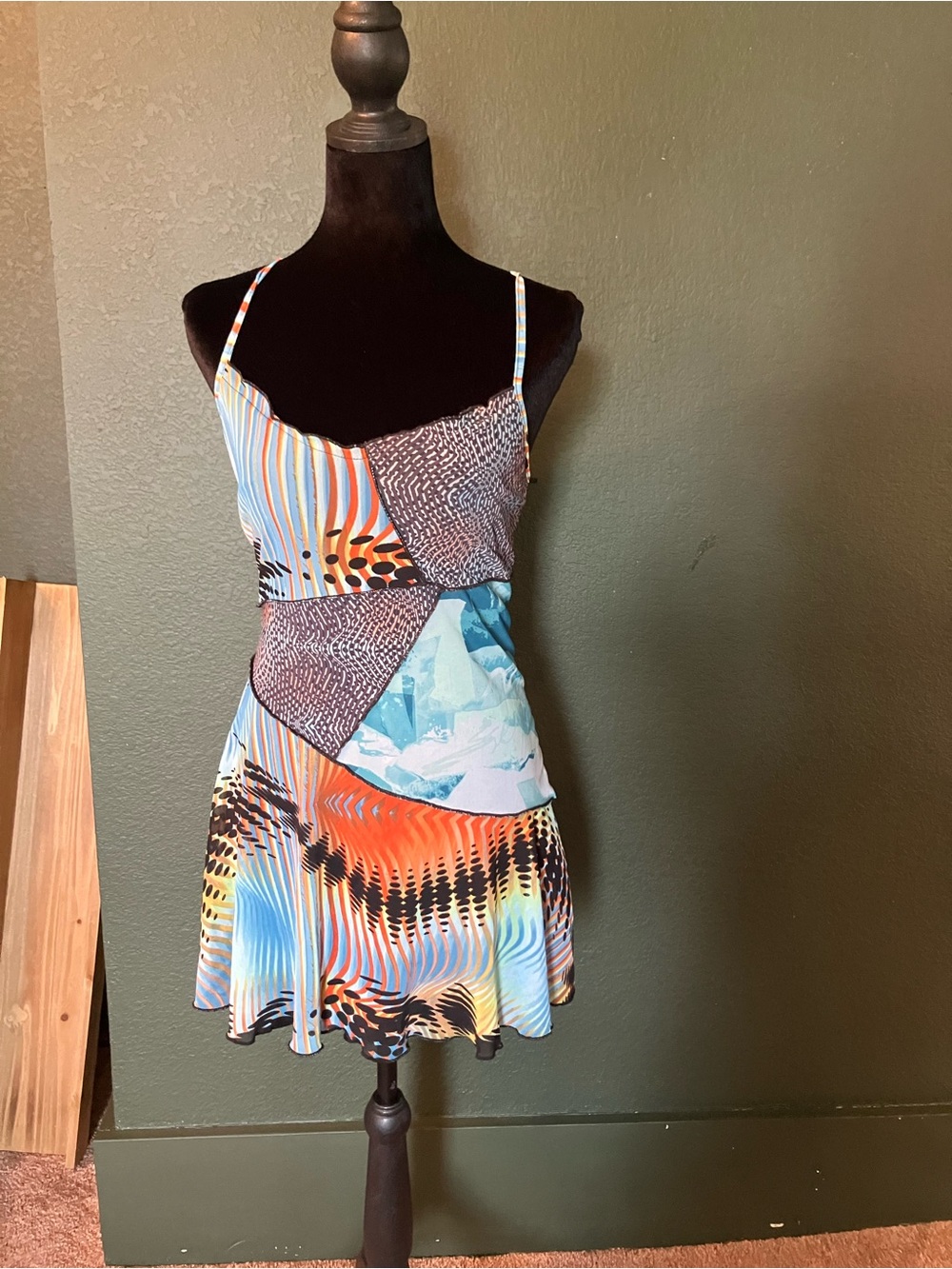 Forever 21 Multi-Color Abstract Patchwork Mini Dress y2k fairy whimsy